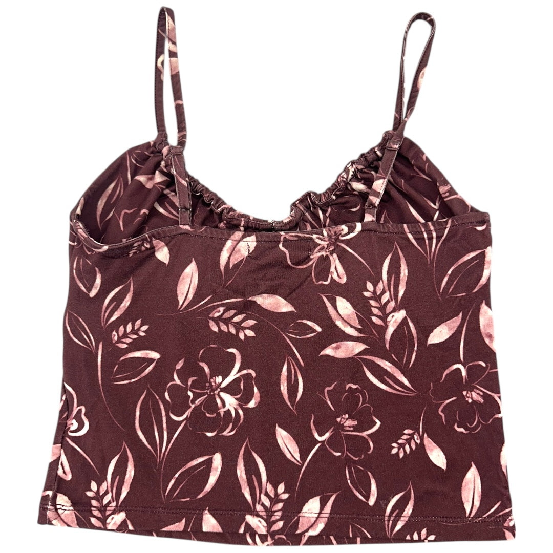 Maroon Floral Print Cami Crop Top