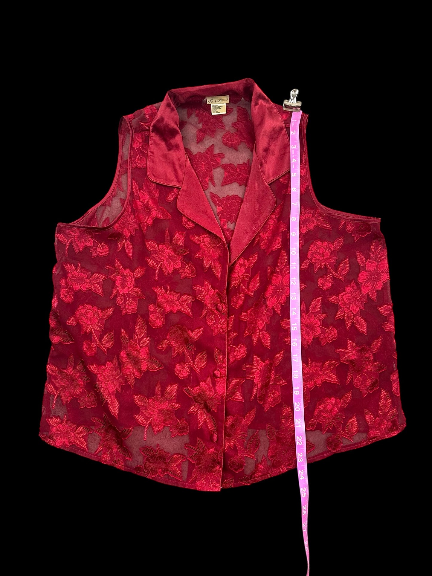 Secret Treasures Red Sheer Lace Vest
