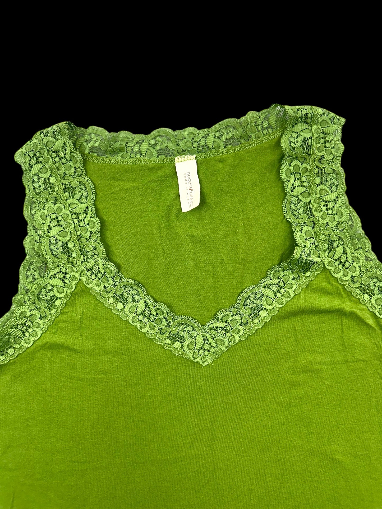Necessitees Green Lace Tank Top