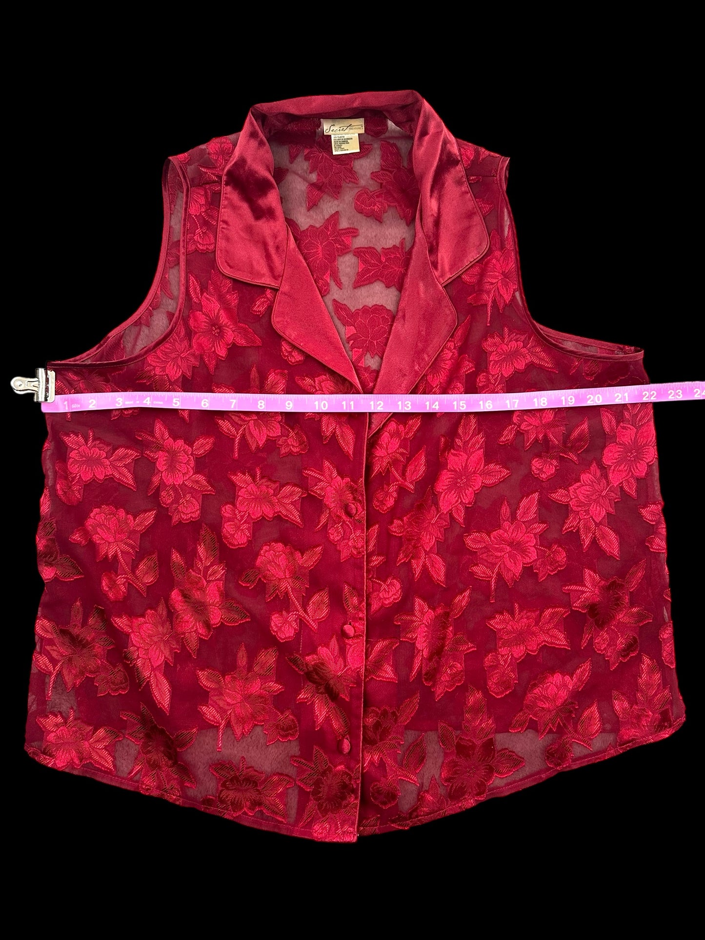 Secret Treasures Red Sheer Lace Vest