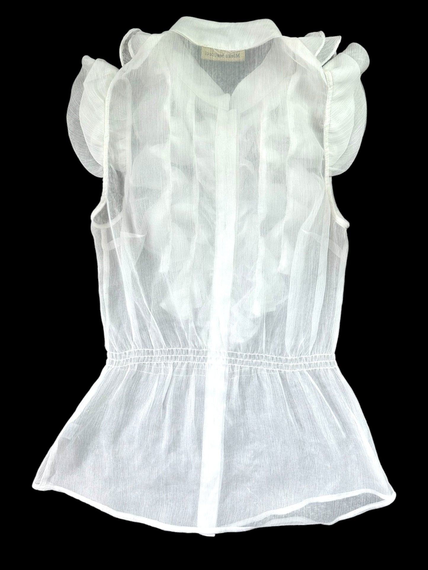 Mieko Mellucci Sheer White Ruffled Blouse