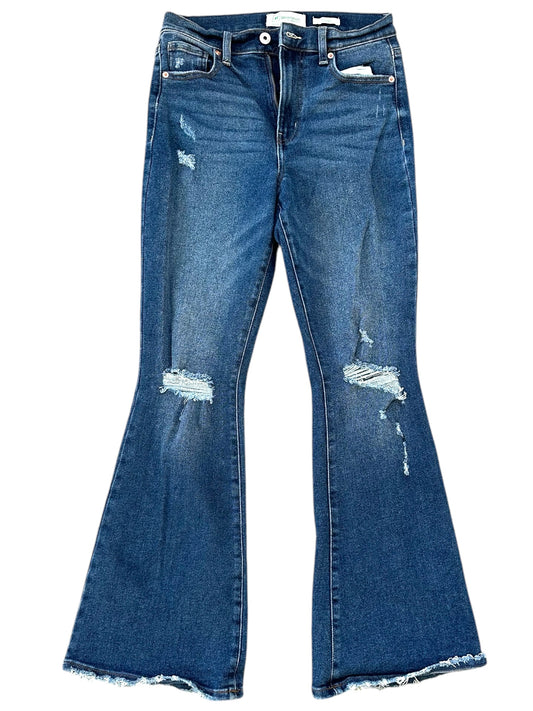 Re Generation Dark Wash Distressed Flared Jeans