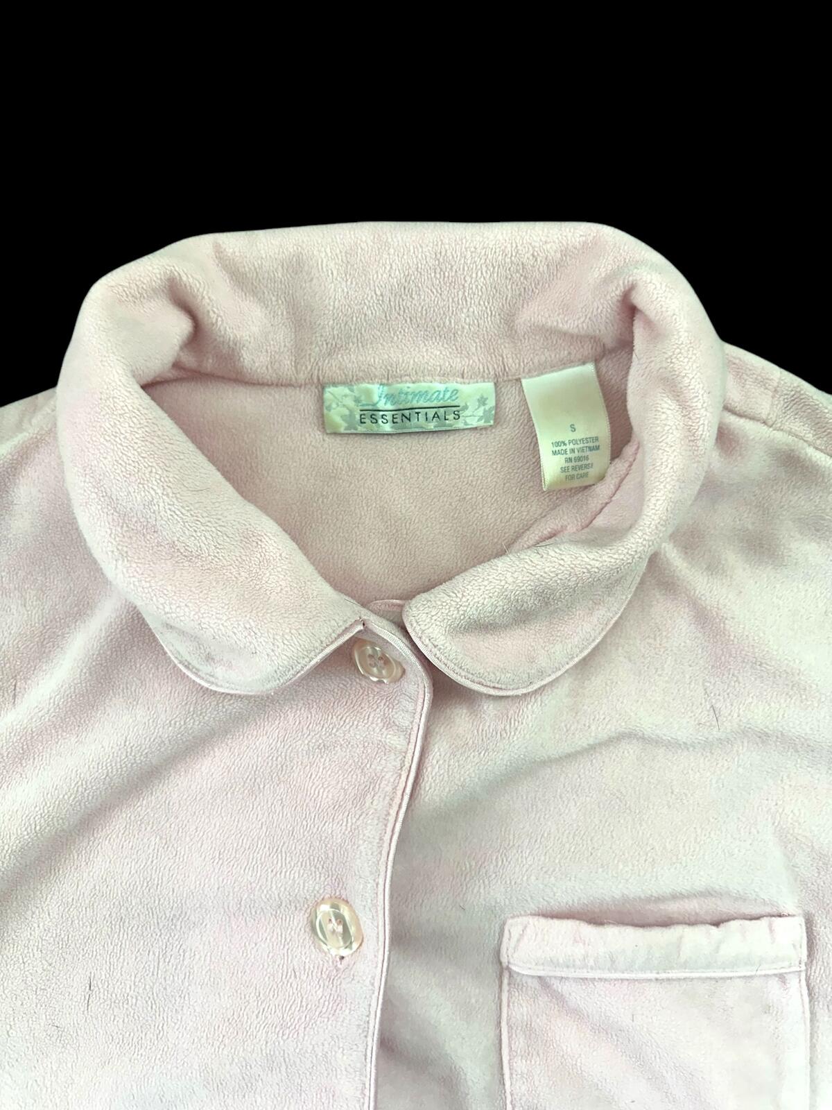 Intimate Essentials Light Pink Velour Button Up Top