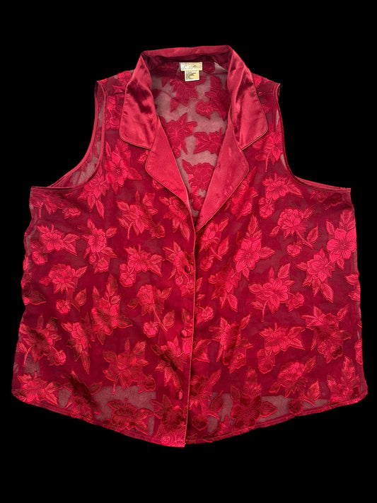 Secret Treasures Red Sheer Lace Vest