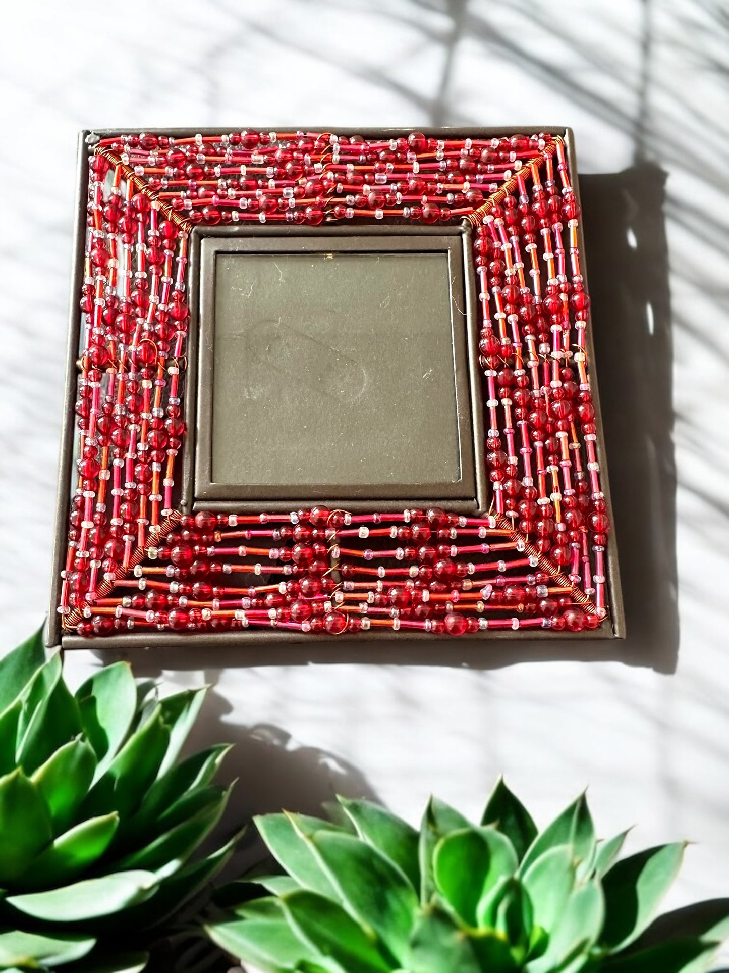 Red Glass Beaded Frame