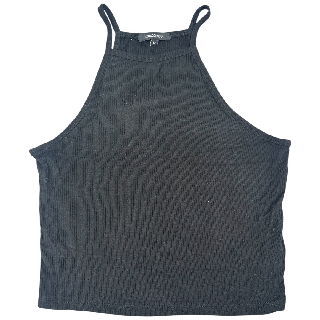 Ambiance Black Ribbed Halter Crop Top