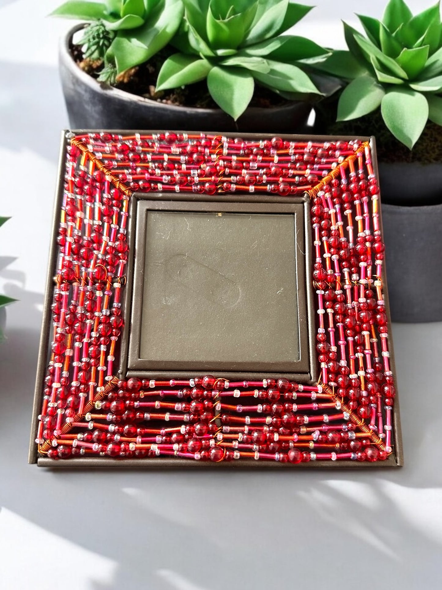 Red Glass Beaded Frame