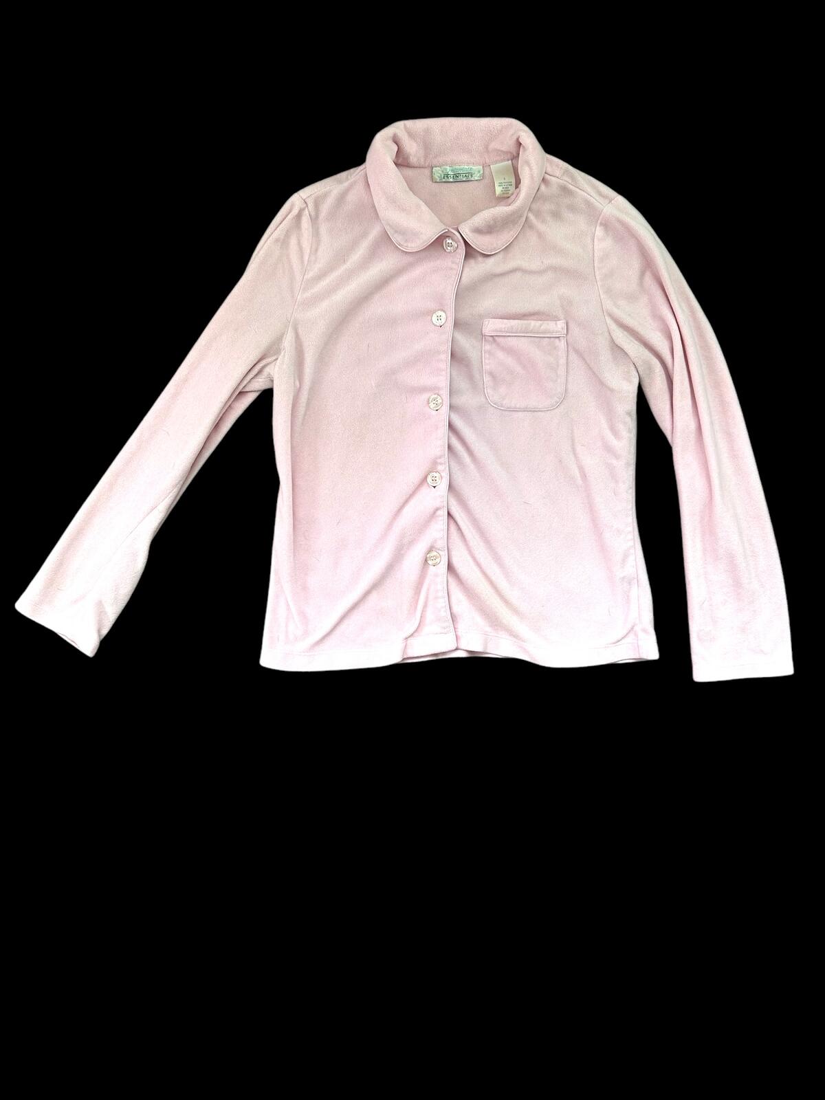 Intimate Essentials Light Pink Velour Button Up Top