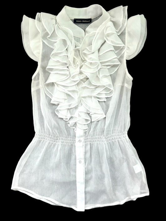 Mieko Mellucci Sheer White Ruffled Blouse