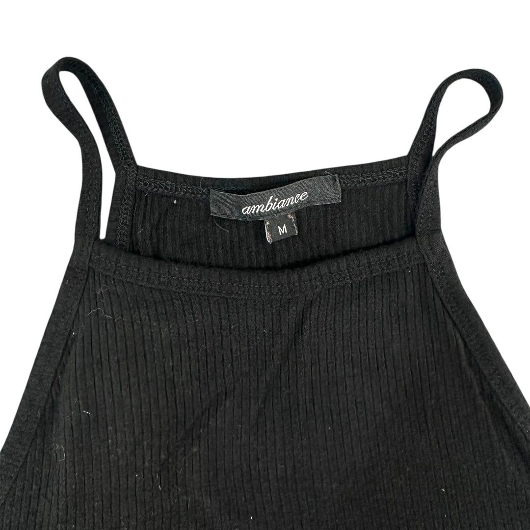 Ambiance Black Ribbed Halter Crop Top