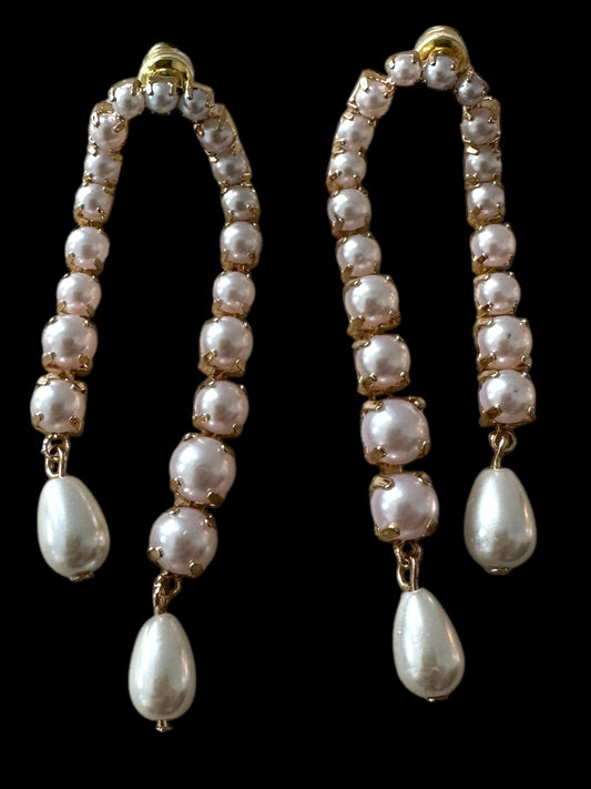 Faux Pearl Tear Drop Earrings