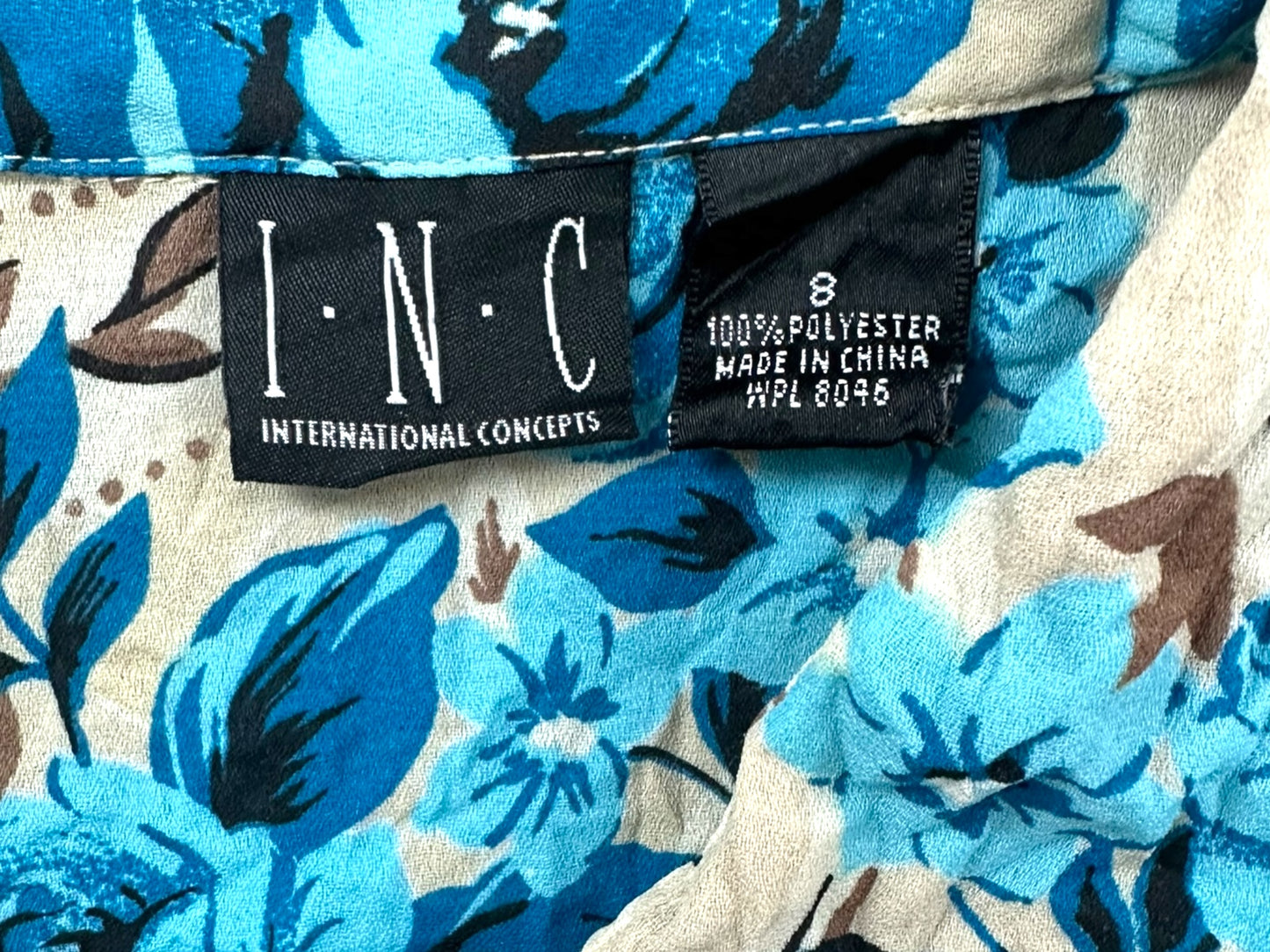 INC Blue Floral Popcorn Long Sleeve