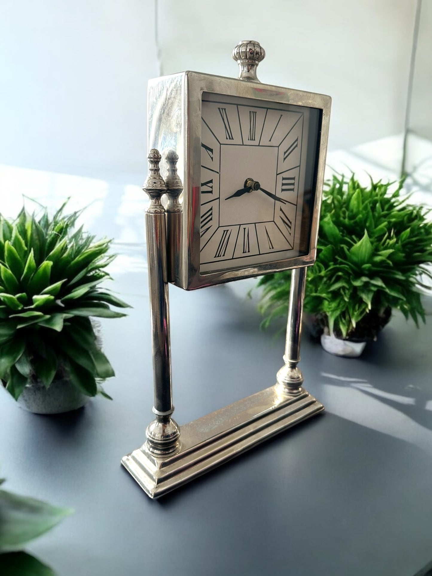 Silver Mantel Clock