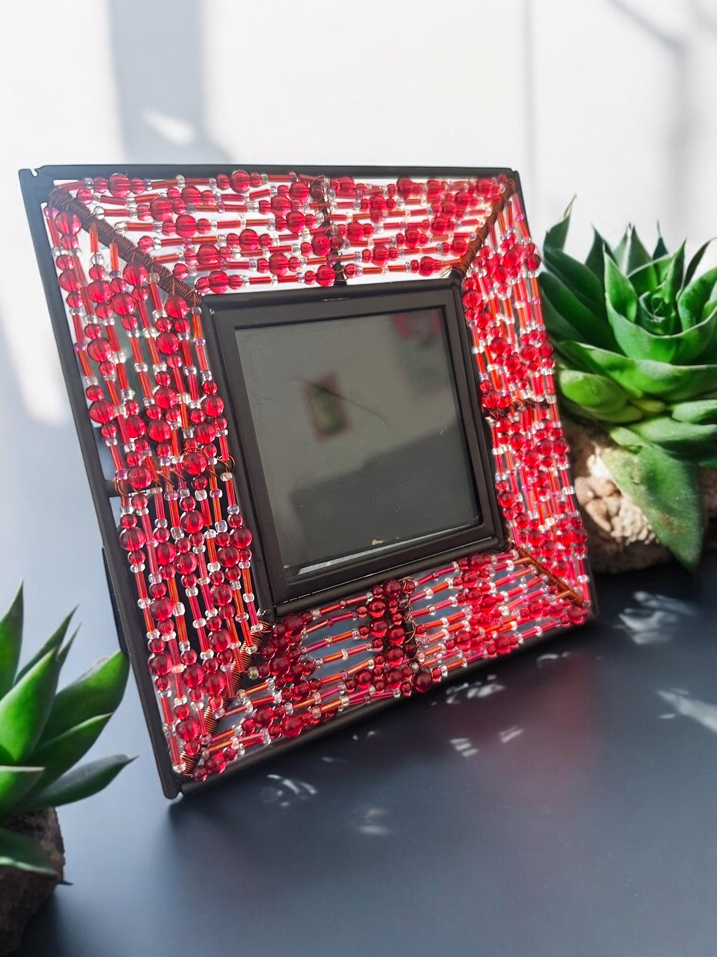 Red Glass Beaded Frame