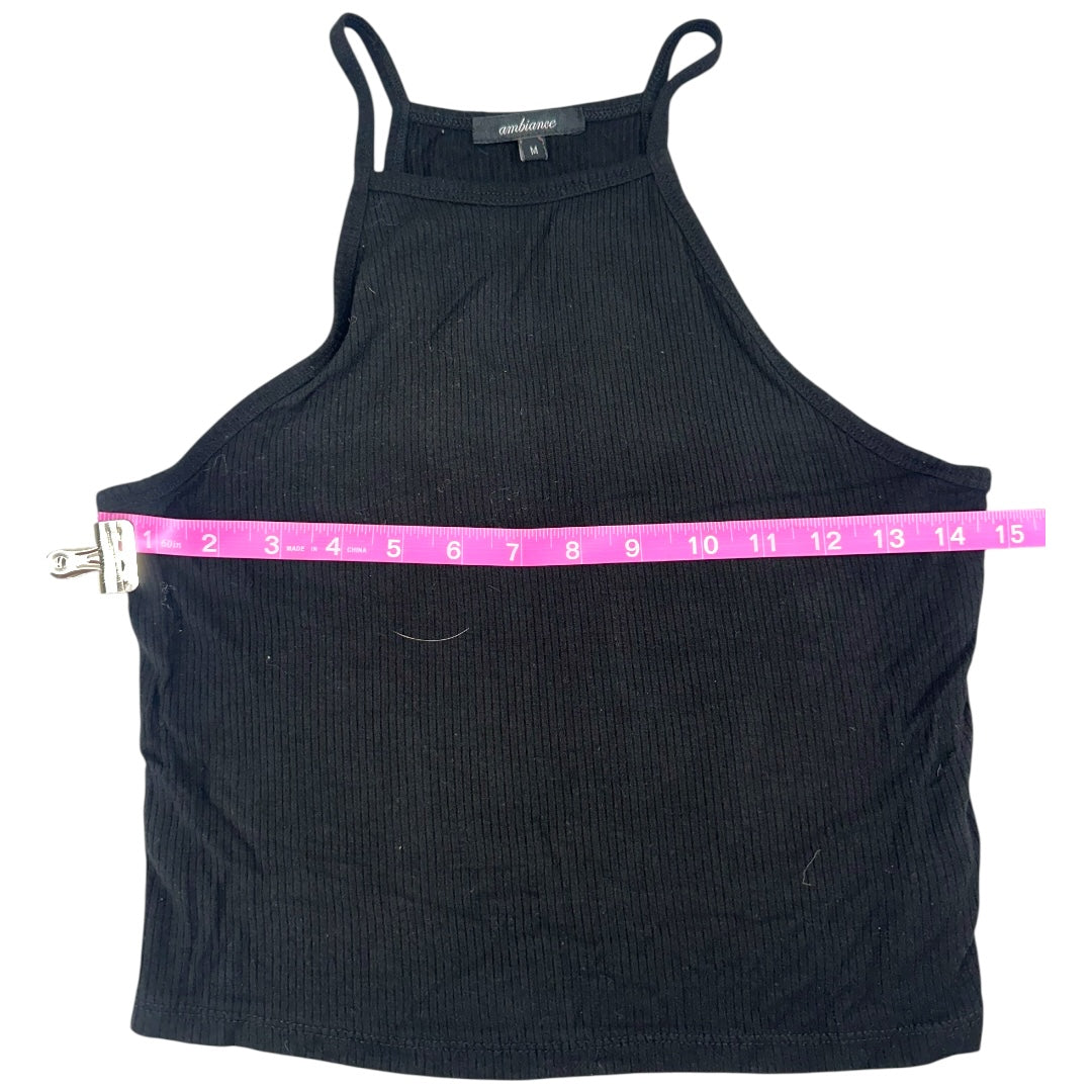Ambiance Black Ribbed Halter Crop Top