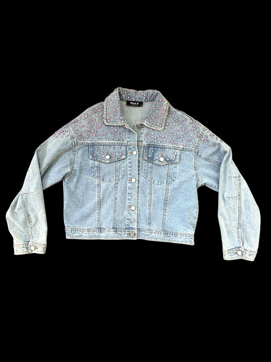 Blue B Pink Studded Denim Jacket
