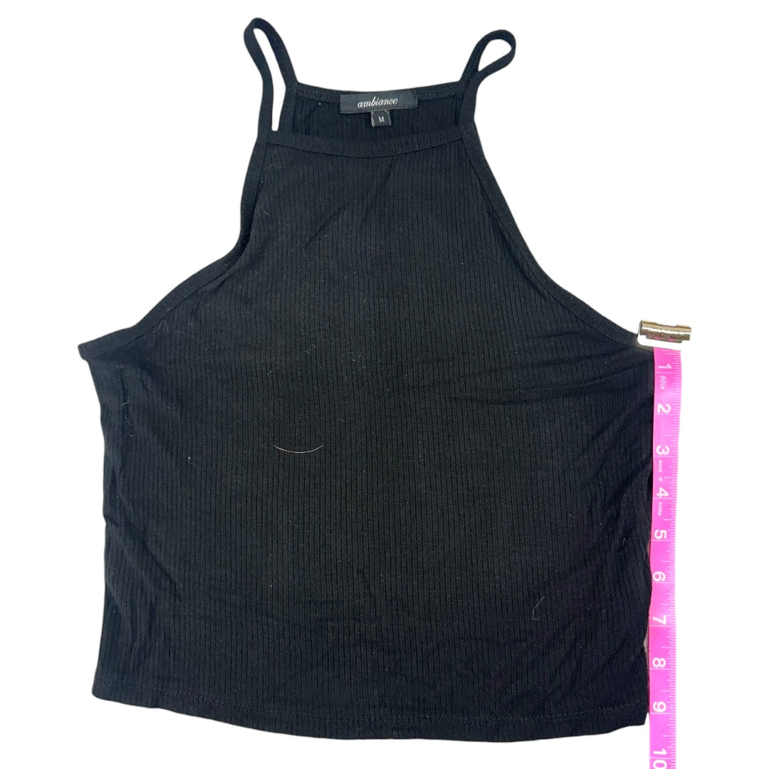 Ambiance Black Ribbed Halter Crop Top