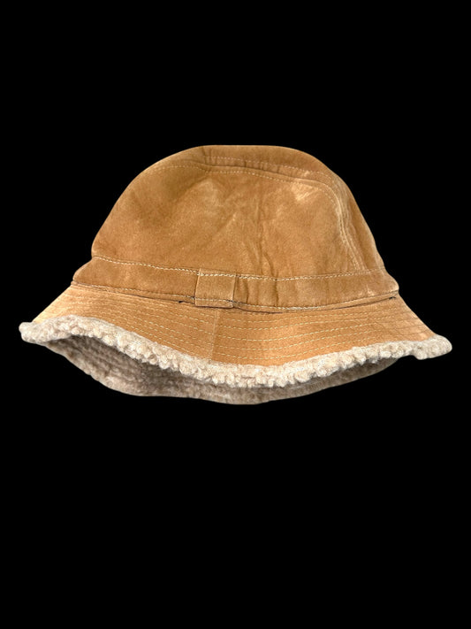 Tan Corduroy Bucket Hat With Faux Fur Trim
