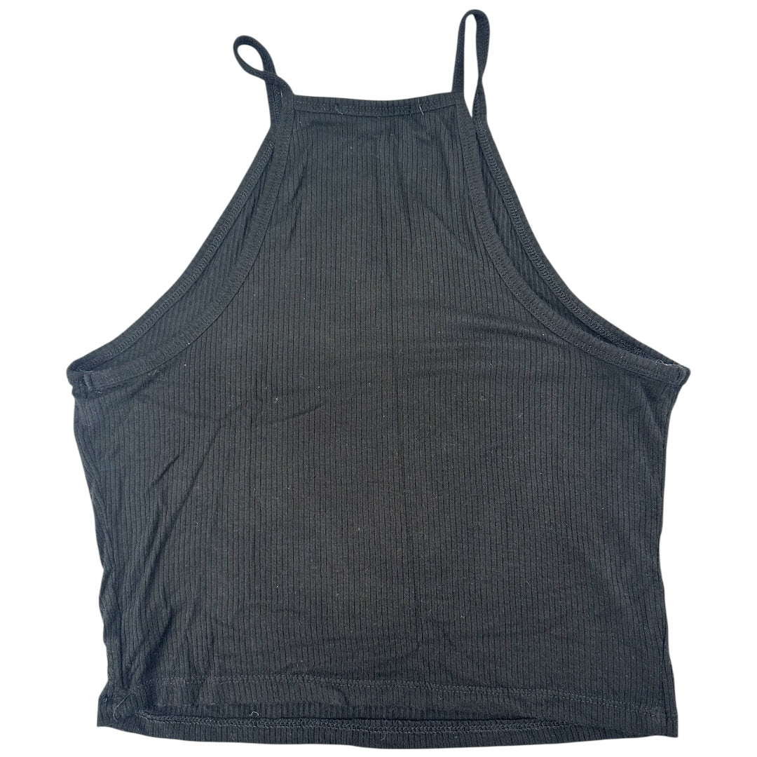 Ambiance Black Ribbed Halter Crop Top