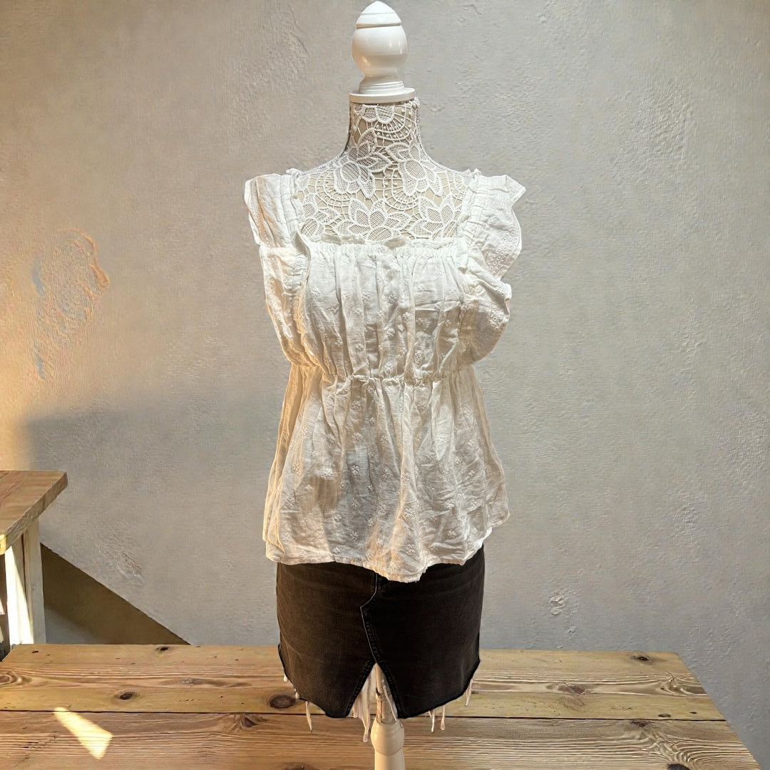 Old Navy Flutter Sleeve Smock Babydoll Top