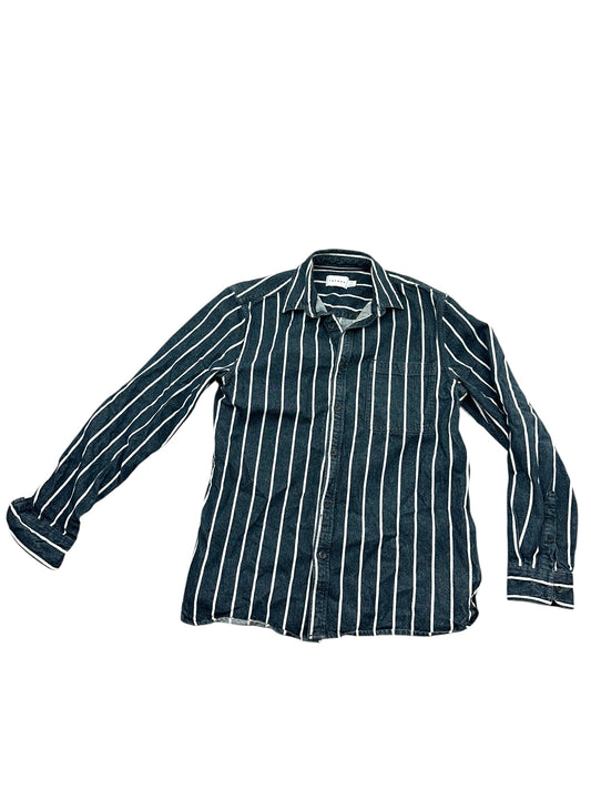 Topman Men's Blue and White Striped Button Down