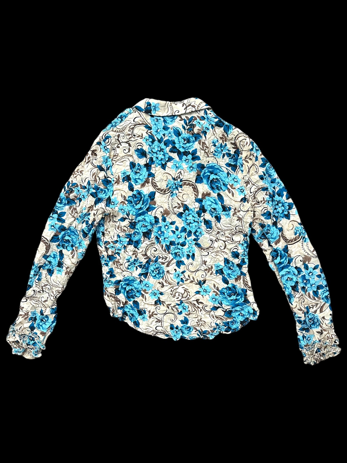 INC Blue Floral Popcorn Long Sleeve