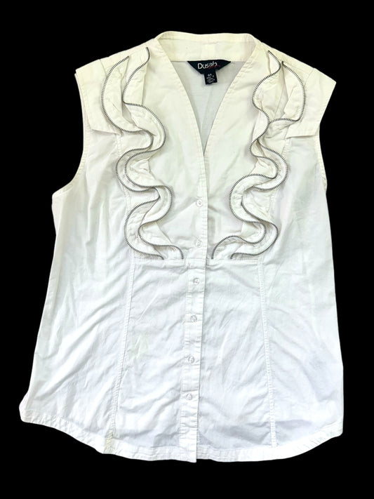 Dusak Zipper Ruffle Sleeveless Blouse