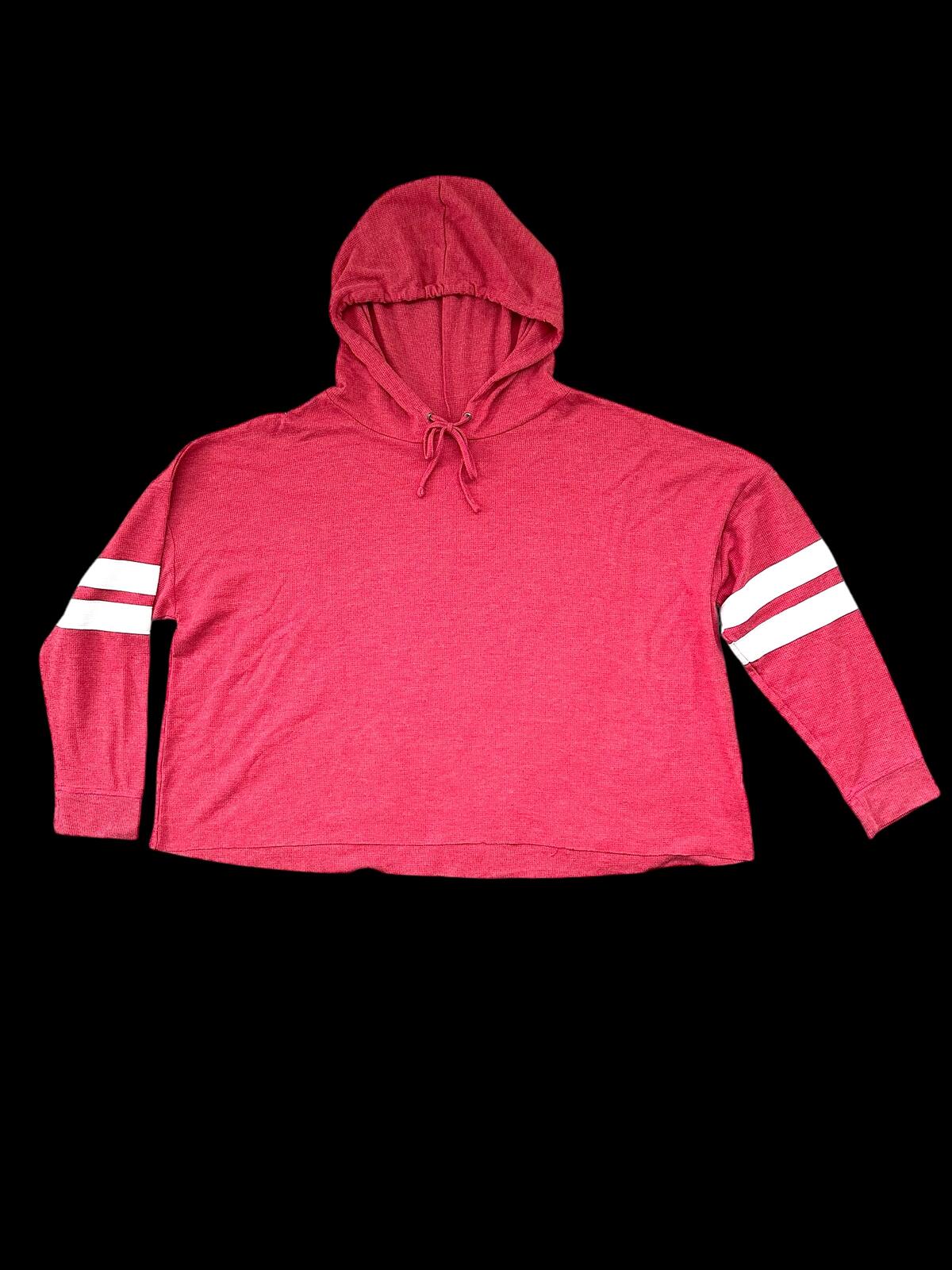 So Red Hoodie with White Sleeve Stripes