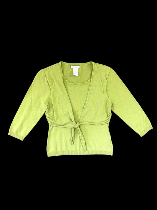 Worthington Chartreuse Tie Front Cardigan Top