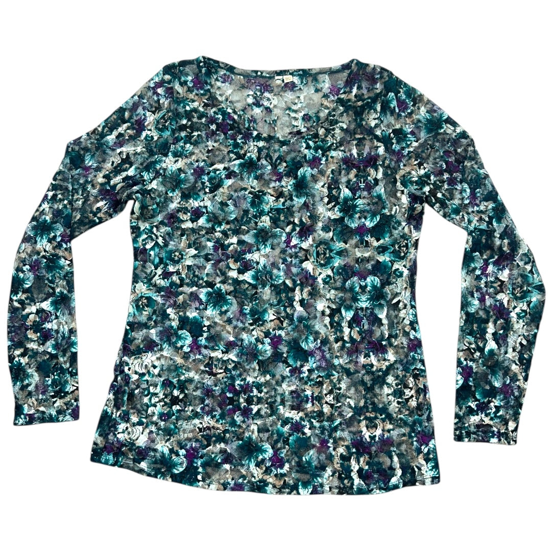 Multicolor Long Sleeve Lace Mesh Top