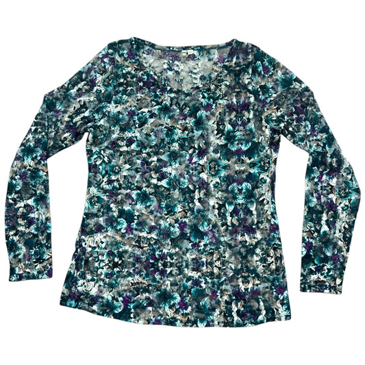 Multicolor Long Sleeve Lace Mesh Top