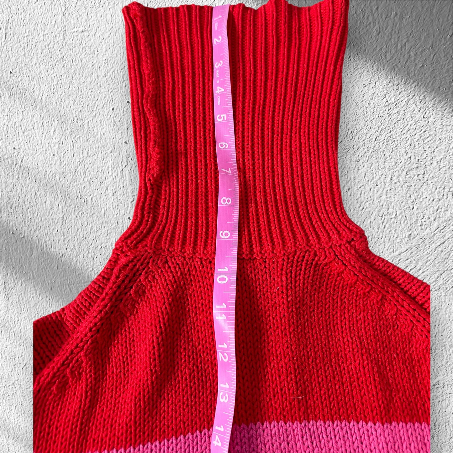 Pink and Red Striped Turtleneck Sweater