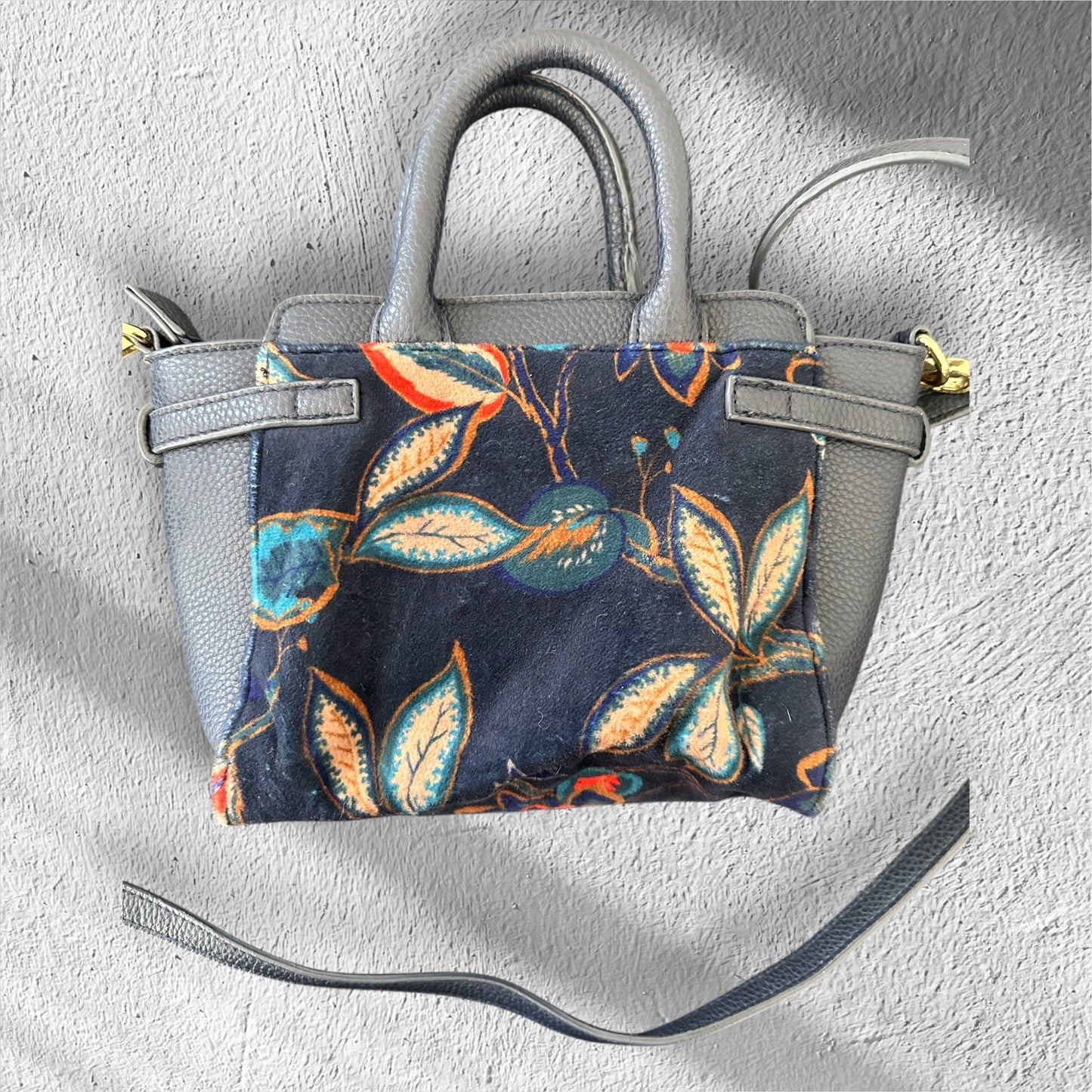 Blue Velvet Floral Crossbody Bag