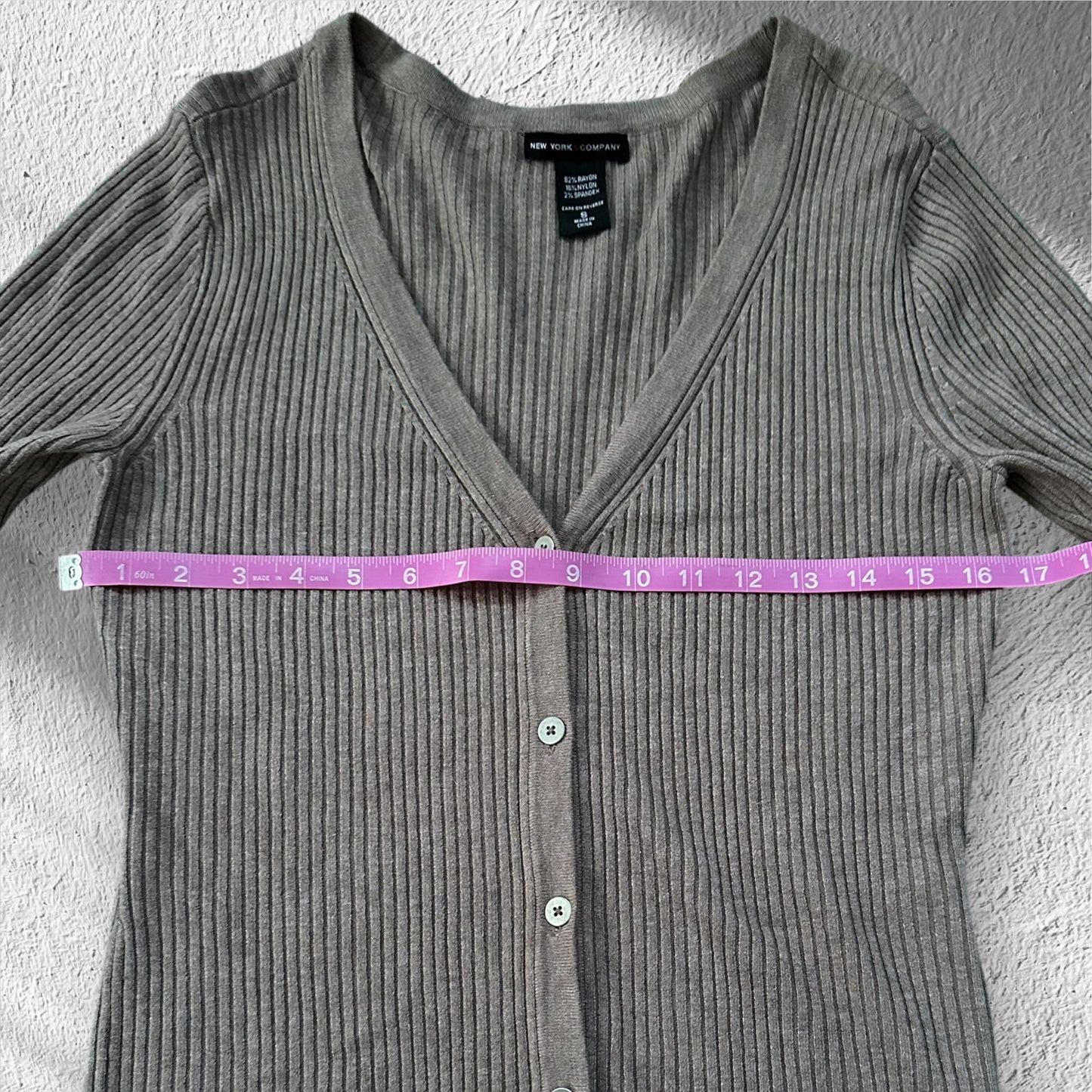 New York & Company Ribbed Cardigan Top