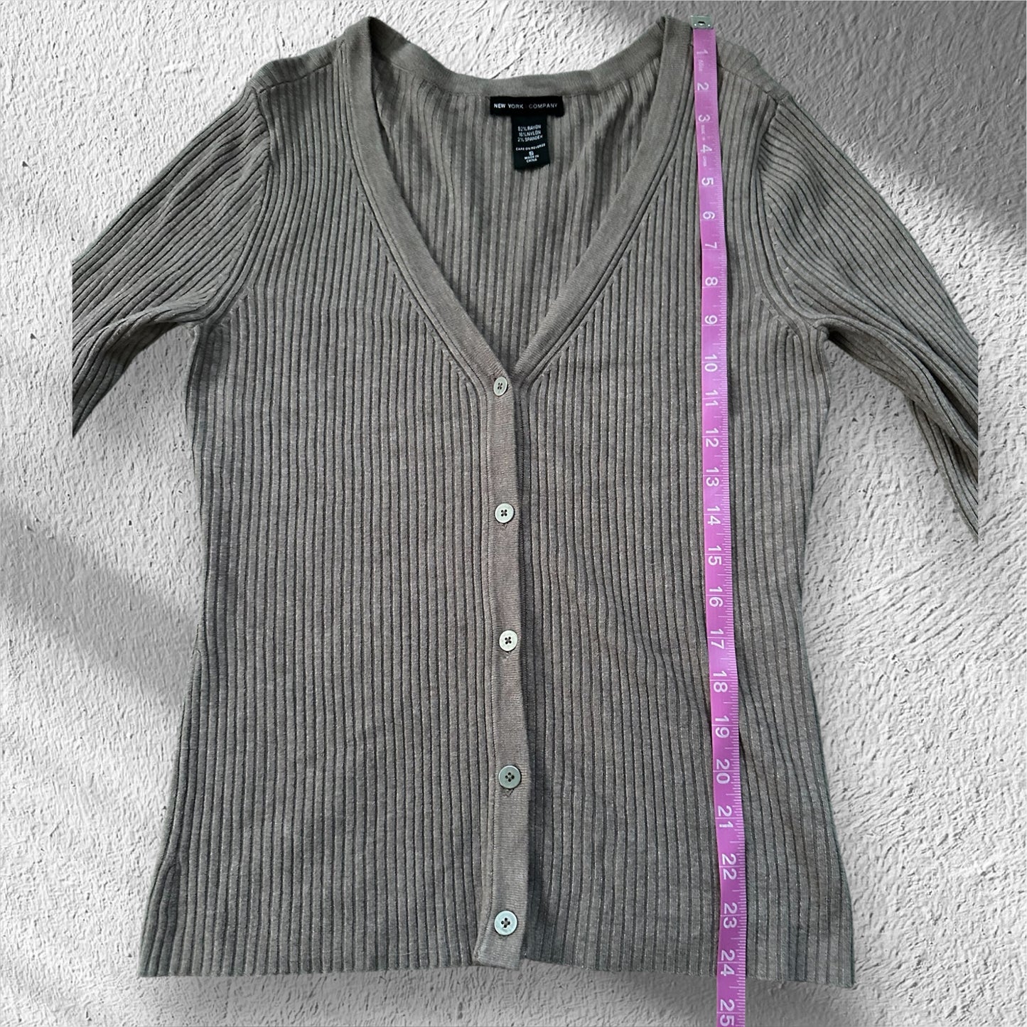 New York & Company Ribbed Cardigan Top