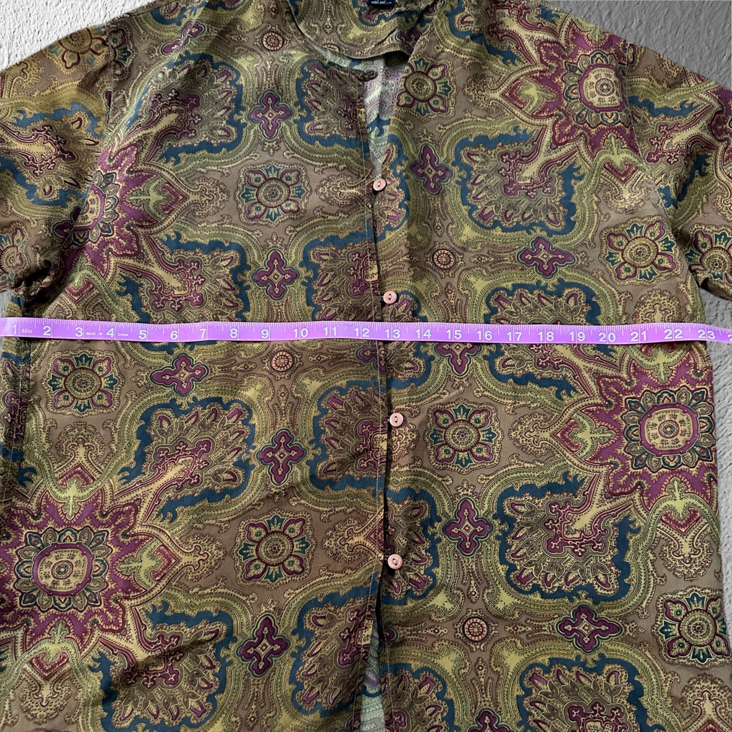 Vintage Men's Silk Paisley Button Up Top