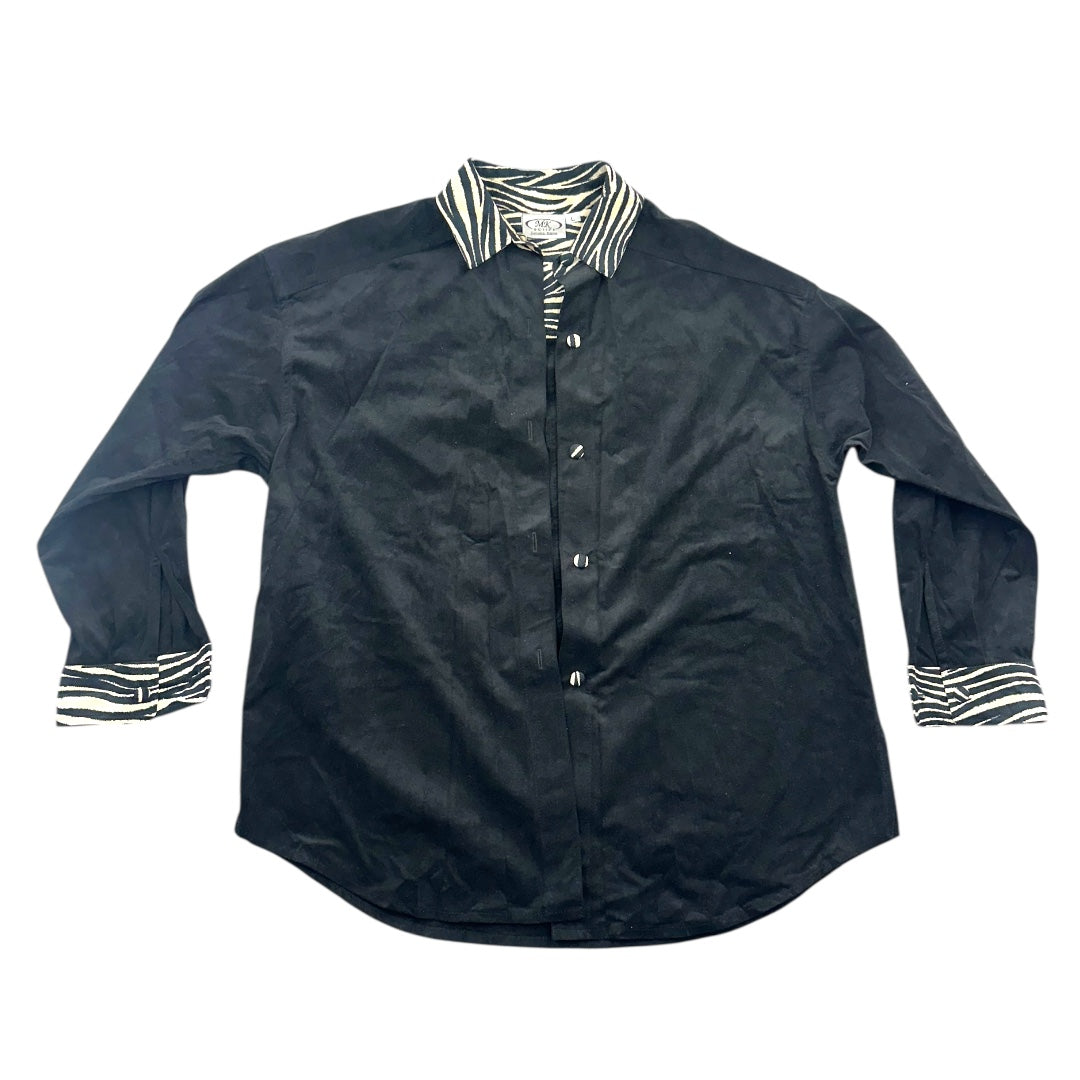 MK Active Black Shirt with Zebra Print Collar