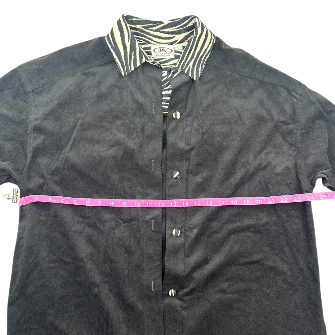 MK Active Black Shirt with Zebra Print Collar
