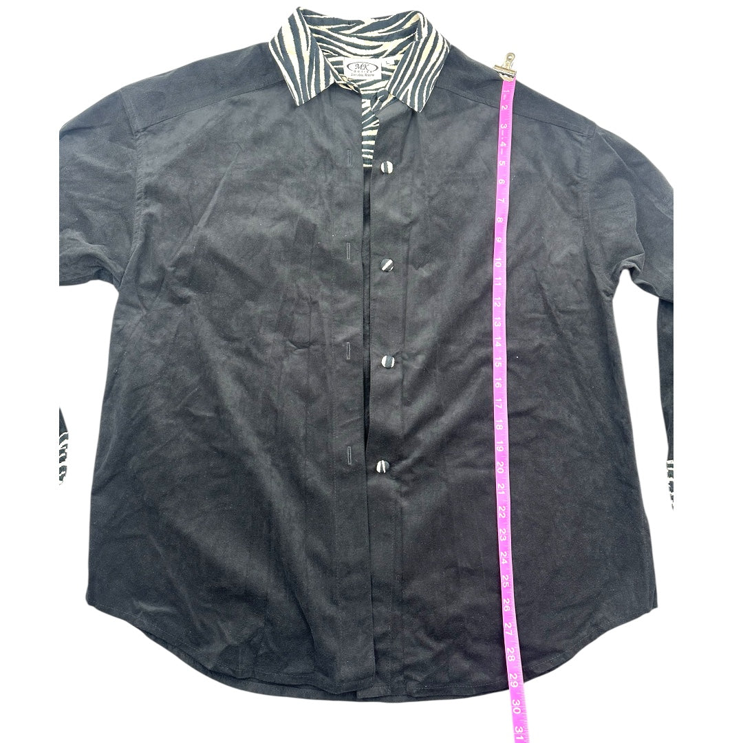 MK Active Black Shirt with Zebra Print Collar