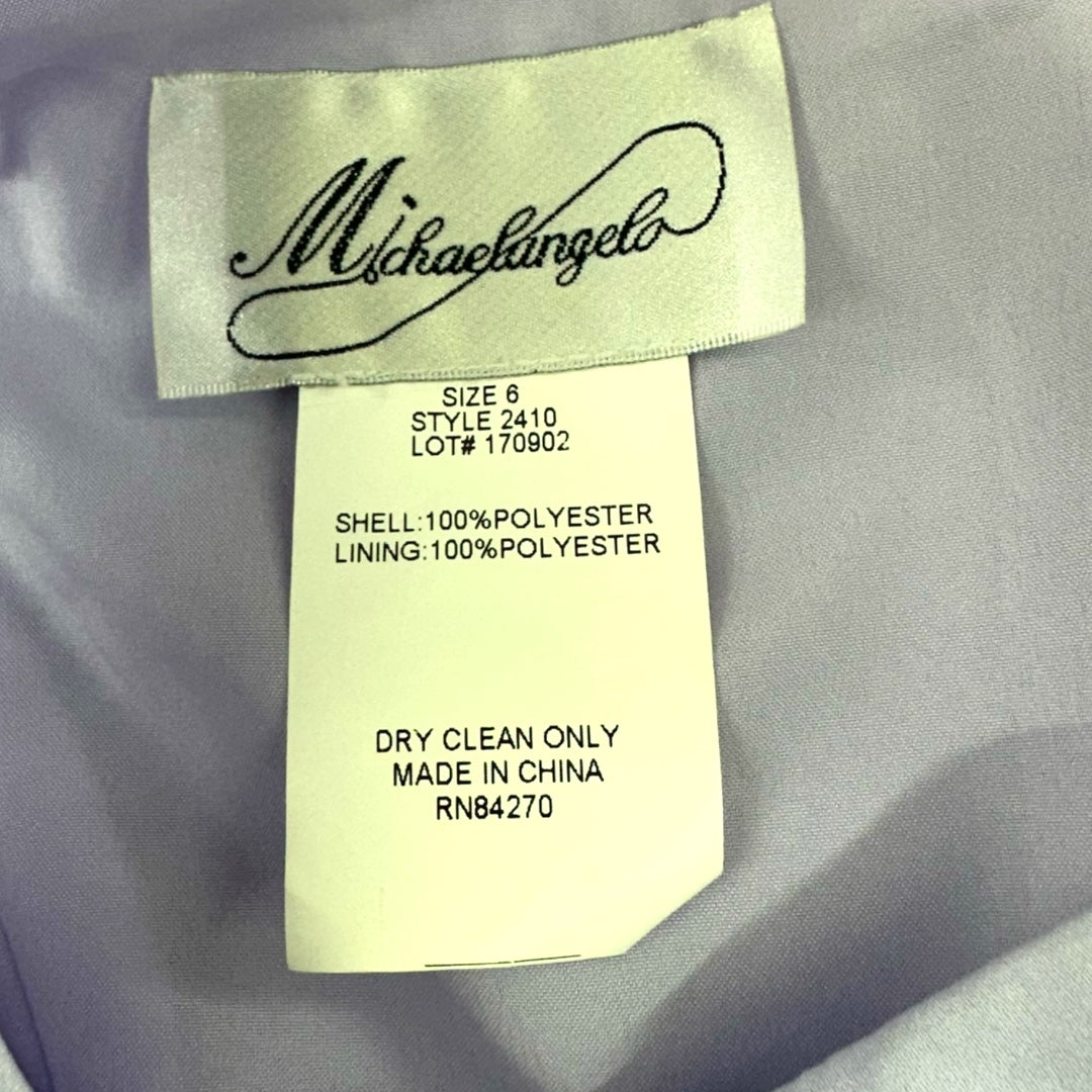 Michaelangelo Lavender Satin Formal Gown