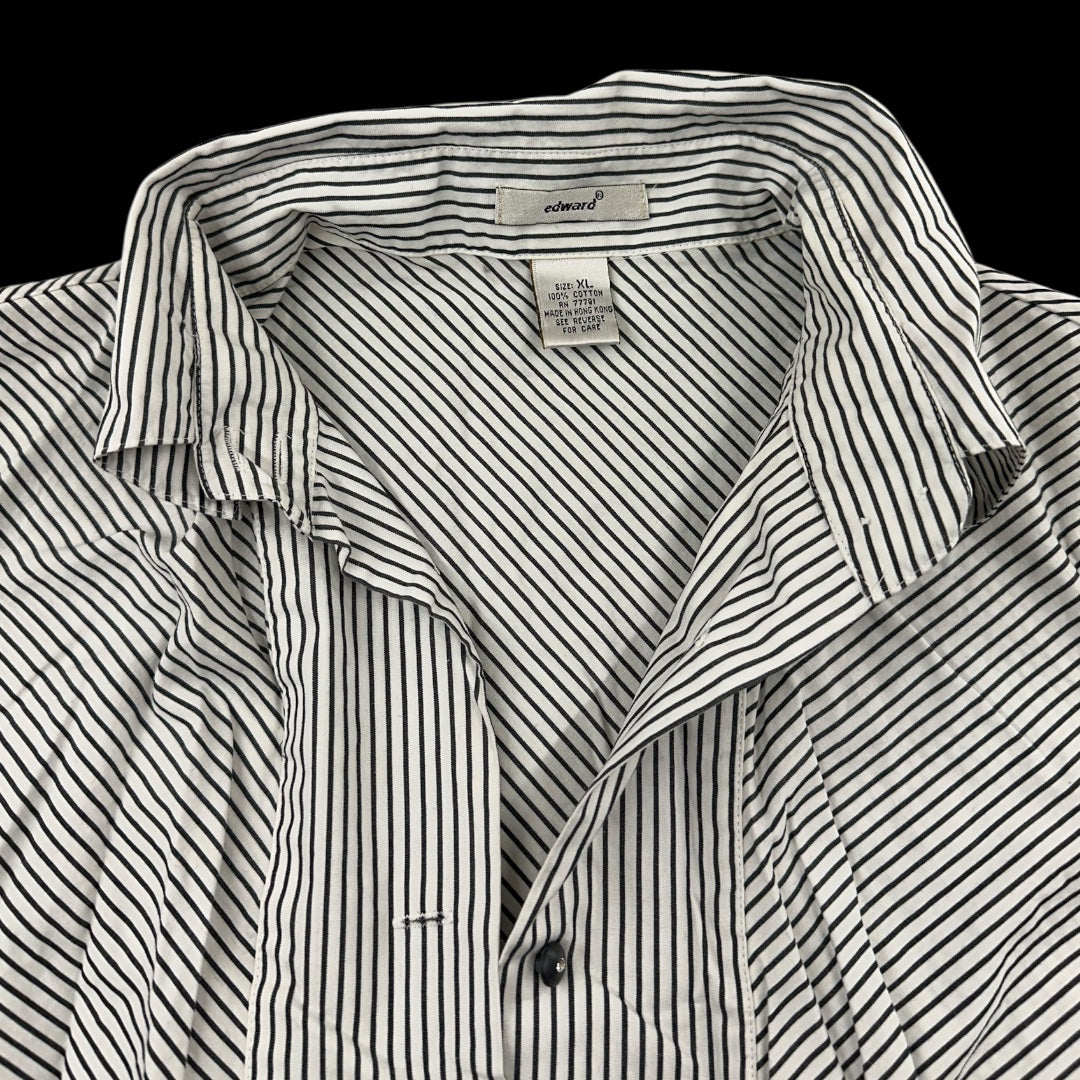 Vintage Edward Black and White Striped Cotton Shirt