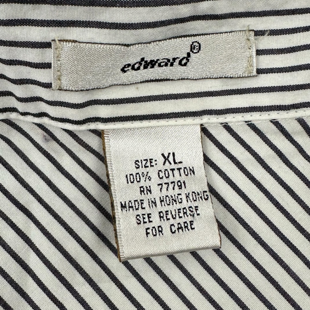 Vintage Edward Black and White Striped Cotton Shirt