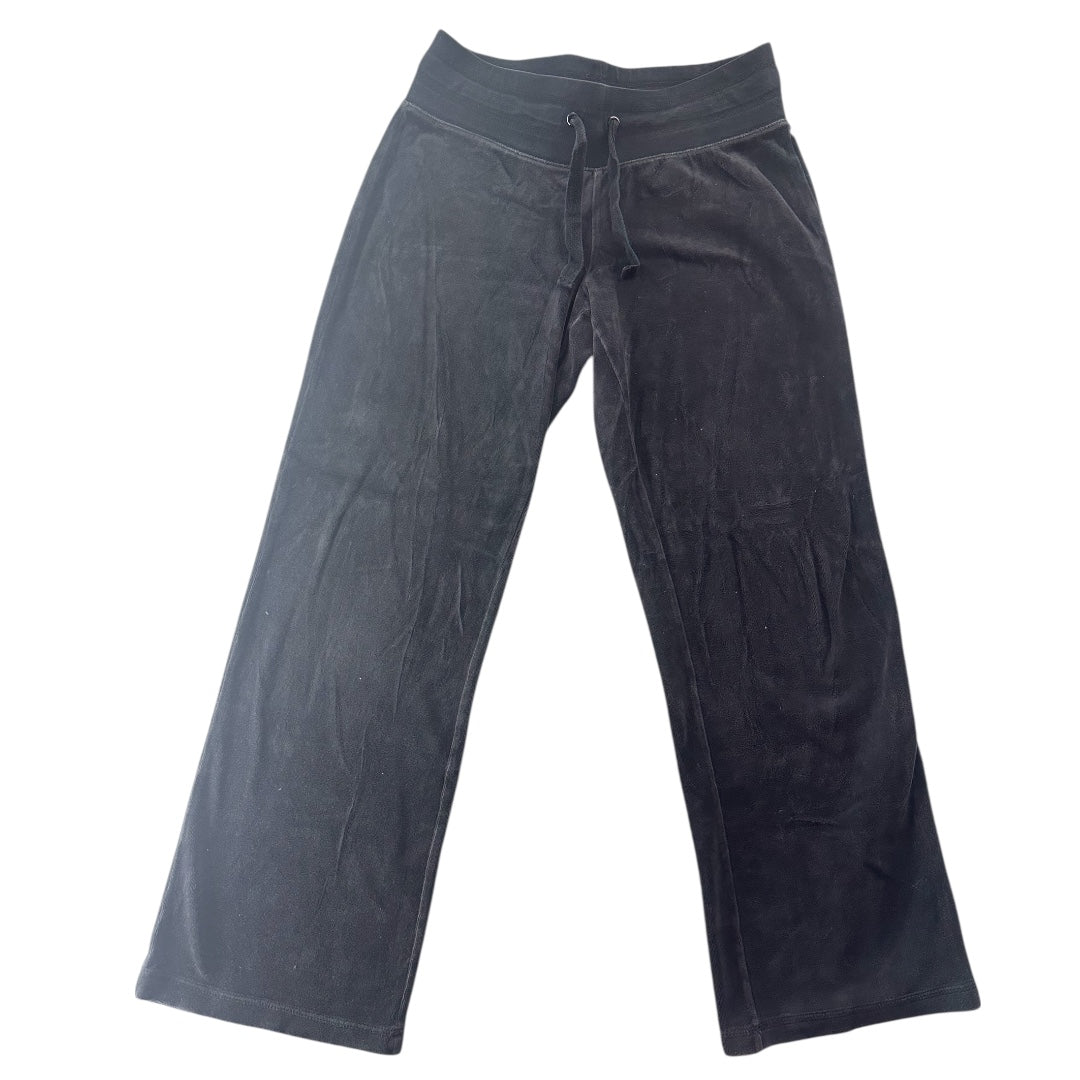 Women's Black Velour Wide-Leg Lounge Pants