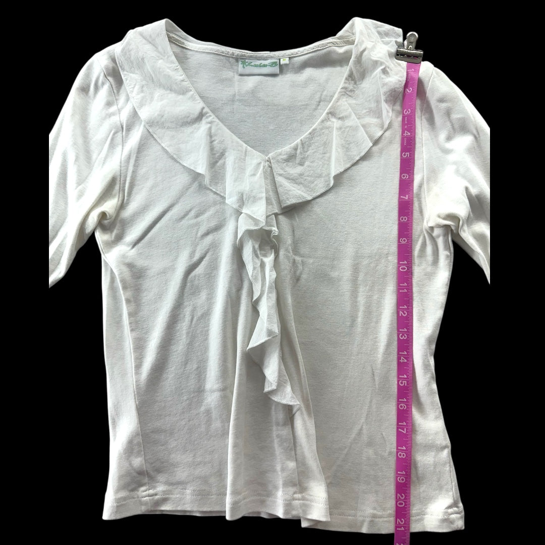 Lulu-B White Ruffled V-Neck Blouse