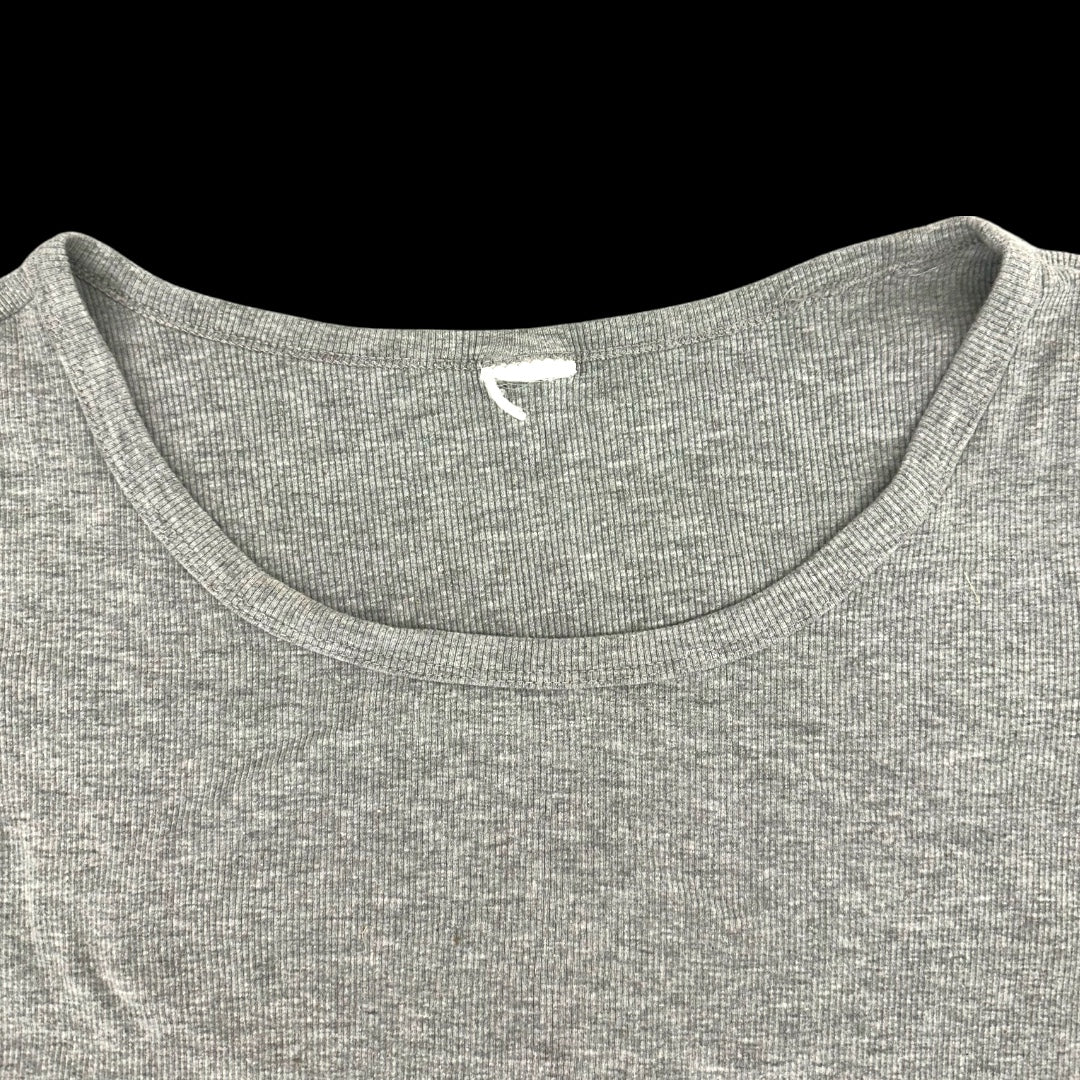 Grey Scoop Neck Ribbed Tee