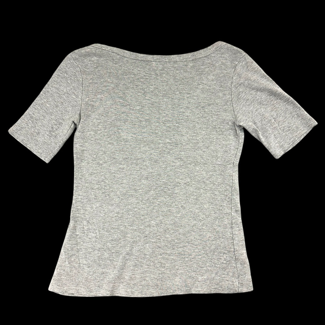 Grey Scoop Neck Ribbed Tee