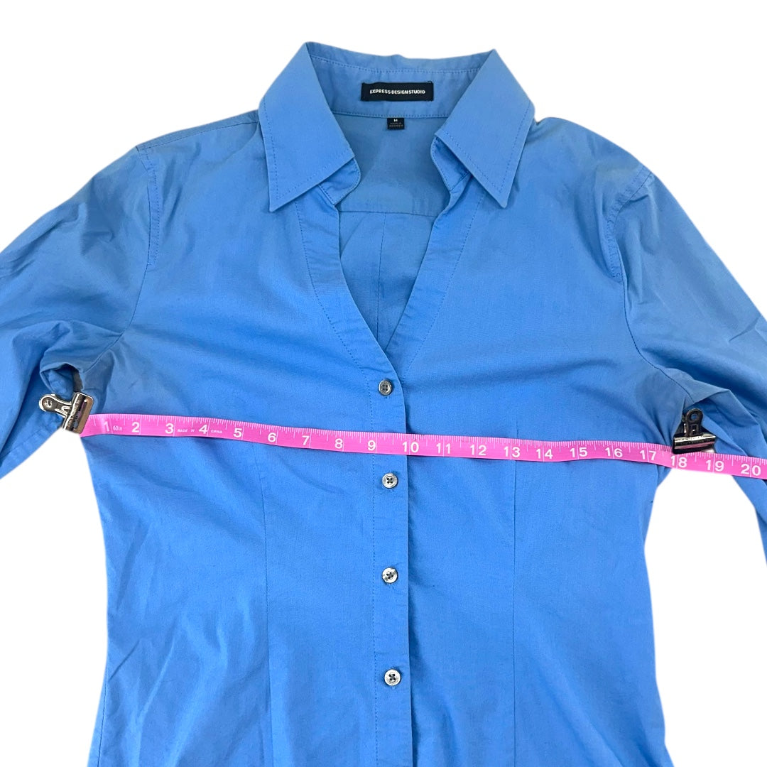 Express Design Studio Blue Fitted Button Down