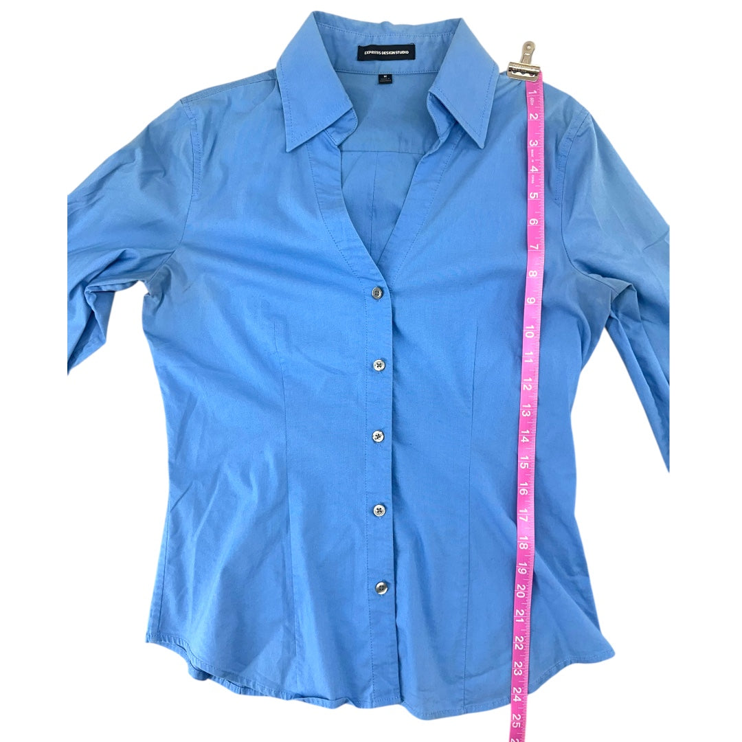 Express Design Studio Blue Fitted Button Down
