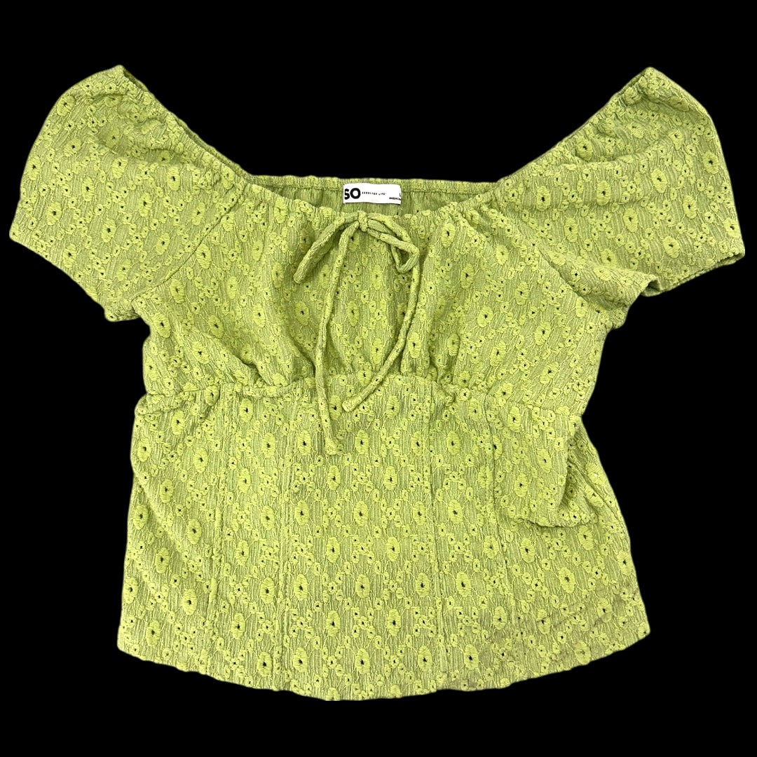 So Cinched Front Puff Sleeve Crop Top