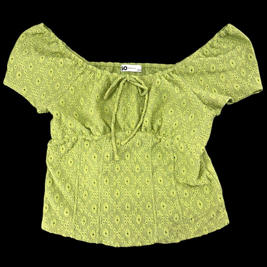 So Cinched Front Puff Sleeve Crop Top